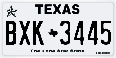 TX license plate BXK3445