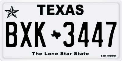 TX license plate BXK3447