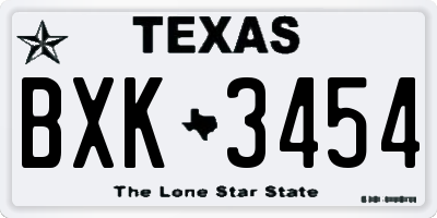 TX license plate BXK3454