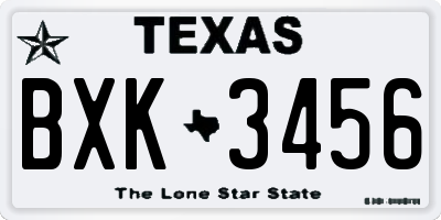 TX license plate BXK3456