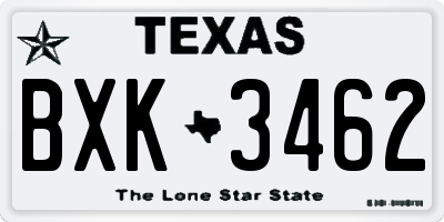 TX license plate BXK3462