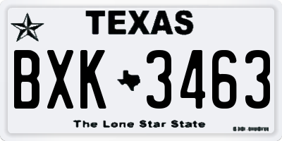 TX license plate BXK3463