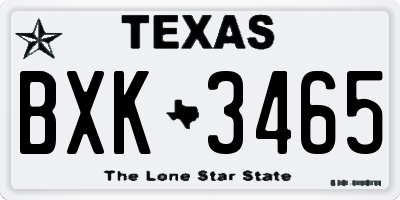 TX license plate BXK3465