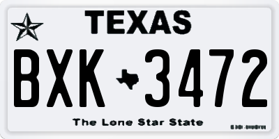 TX license plate BXK3472