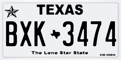 TX license plate BXK3474