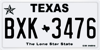 TX license plate BXK3476