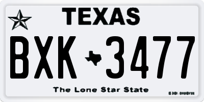 TX license plate BXK3477