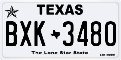TX license plate BXK3480