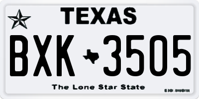 TX license plate BXK3505