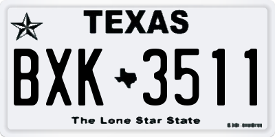 TX license plate BXK3511