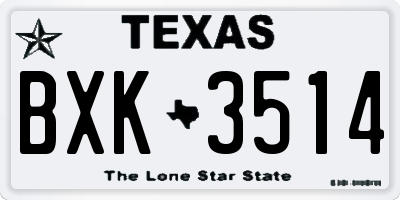 TX license plate BXK3514
