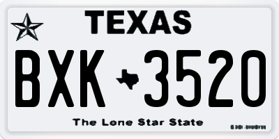 TX license plate BXK3520
