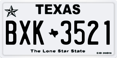 TX license plate BXK3521
