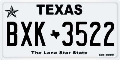 TX license plate BXK3522