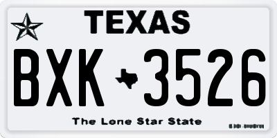 TX license plate BXK3526