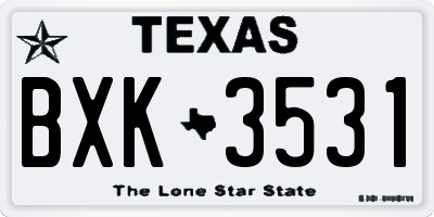TX license plate BXK3531
