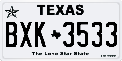 TX license plate BXK3533
