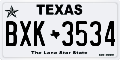 TX license plate BXK3534