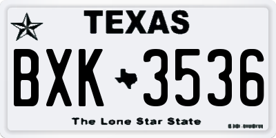 TX license plate BXK3536