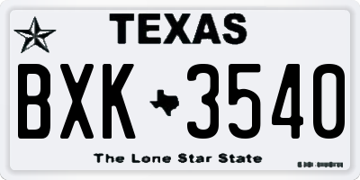 TX license plate BXK3540