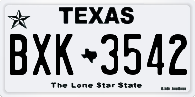 TX license plate BXK3542