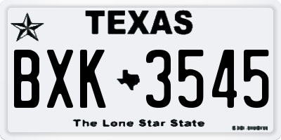 TX license plate BXK3545