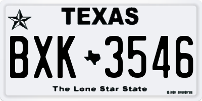 TX license plate BXK3546