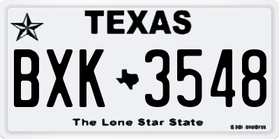 TX license plate BXK3548