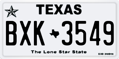 TX license plate BXK3549