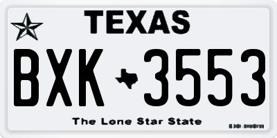 TX license plate BXK3553