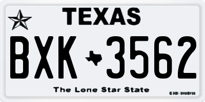 TX license plate BXK3562