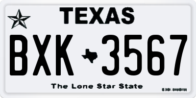 TX license plate BXK3567