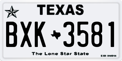 TX license plate BXK3581