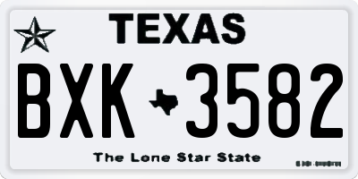 TX license plate BXK3582