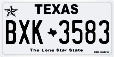 TX license plate BXK3583