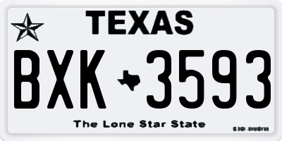 TX license plate BXK3593