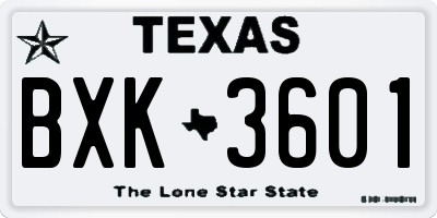 TX license plate BXK3601