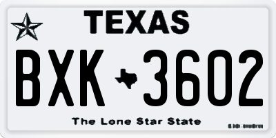 TX license plate BXK3602
