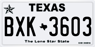 TX license plate BXK3603