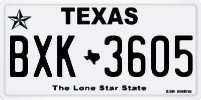TX license plate BXK3605