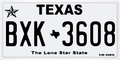 TX license plate BXK3608
