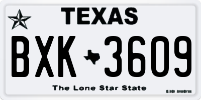 TX license plate BXK3609