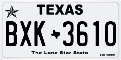 TX license plate BXK3610