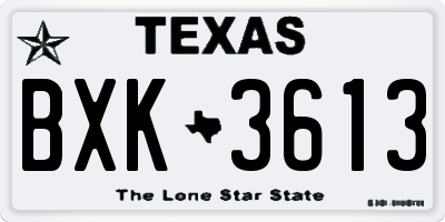 TX license plate BXK3613