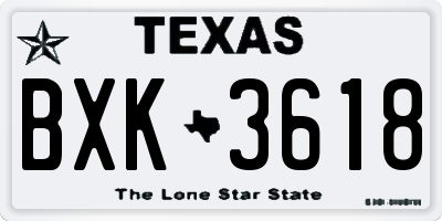 TX license plate BXK3618