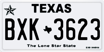 TX license plate BXK3623