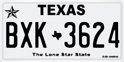 TX license plate BXK3624