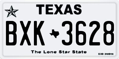 TX license plate BXK3628