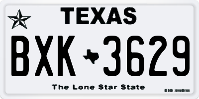 TX license plate BXK3629