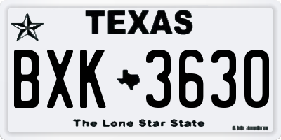 TX license plate BXK3630